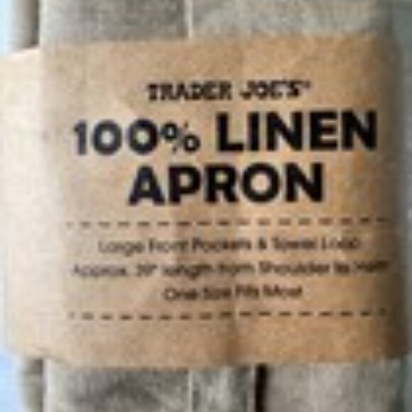 Trader Joes 100% Linen Apron Tan Pinafore Cross-back Over The Head OSFM Cooking - Picture 10 of 10